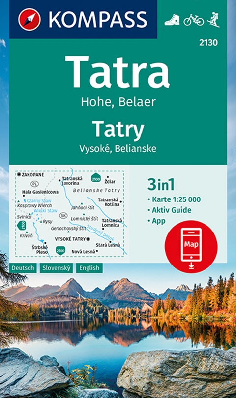 KOMPASS Wanderkarte 2130 Tatra Hohe, Belaer, Tatry, Vysoké, Belianske 1:25.000