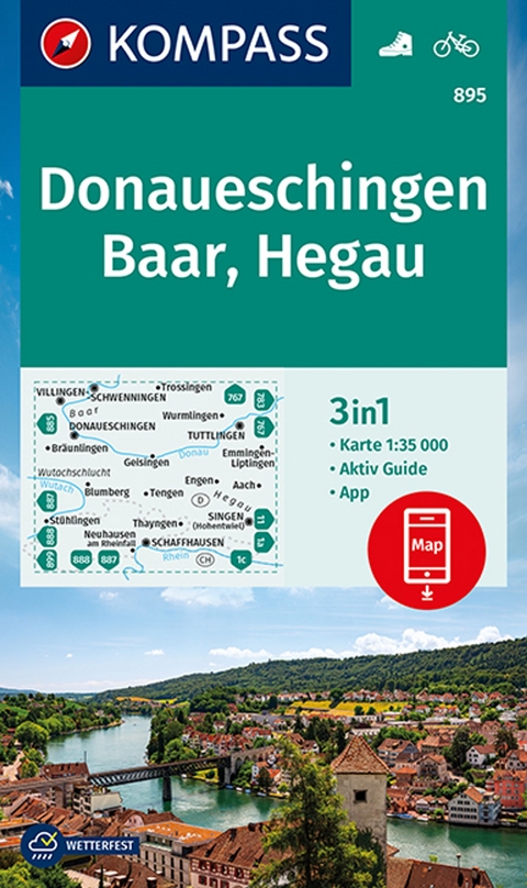 KOMPASS Wanderkarte 895 Donaueschingen, Baar, Hegau 1:35.000