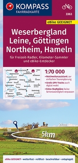 KOMPASS Fahrradkarte 3363 Weserbergland, Leine, Göttingen, Northeim, Hameln 1:70.000 - 