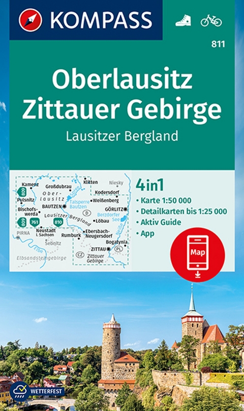 KOMPASS Wanderkarte 811 Oberlausitz, Zittauer Gebirge, Lausitzer Bergland 1:50.000