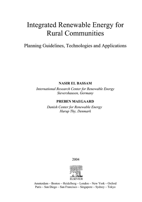 Integrated Renewable Energy for Rural Communities -  Nasir El Bassam,  Preben Maegaard