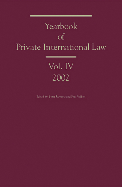 Yearbook of Private International Law - Katharina Boele-Woelki, Ronald H. van Ooik, Marc Fallon, Johan Meeusen, Maarit Jänterä-Jareborg, Joost Blom, Sergei Lebedev, Aleksander Muranov, Roman Khodykin, Elena Kabatova, Johan A. Erauw, Yongping Xiao, Tito Ballarino, Alfred E. von Overbeck, J. H. van Loon, Herbert Kronke, Diego P. Fernández Arroyo, Jan Kleinheisterkamp, Michael Hellner,  Palao Moreno