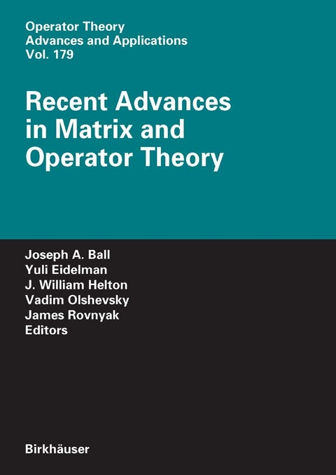 Recent Advances in Matrix and Operator Theory - 