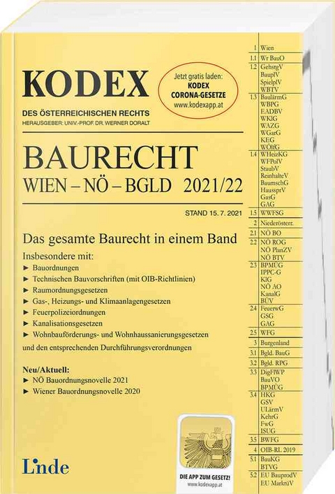 KODEX Baurecht Wien - NÖ - Bgld 2021/22 - Gerald Fuchs