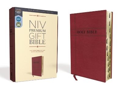 NIV, Premium Gift Bible, Leathersoft, Burgundy, Red Letter, Thumb Indexed, Comfort Print -  Zondervan