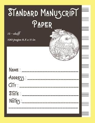 Standard Manuscript Paper 12-staff 100 pages 8.5 x 11 in - Brotss Studio