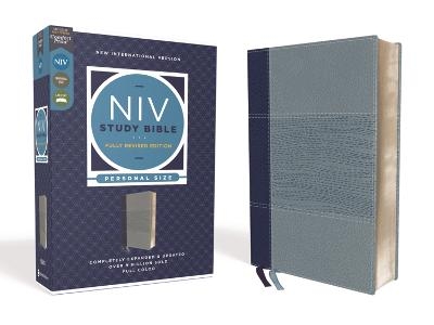 NIV Study Bible, Fully Revised Edition (Study Deeply. Believe Wholeheartedly.), Personal Size, Leathersoft, Navy/Blue, Red Letter, Comfort Print