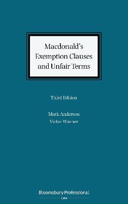 Macdonald's Exemption Clauses and Unfair Terms - Mark Anderson, Victor Warner