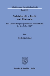 Subsidiarität – Recht und Kontrolle. - Frederike Fründ