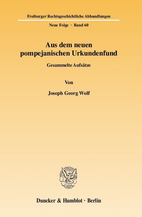 Aus dem neuen pompejanischen Urkundenfund. -  Joseph Georg Wolf