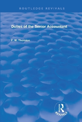 Duties of the Senior Accountant - F.W. Thornton