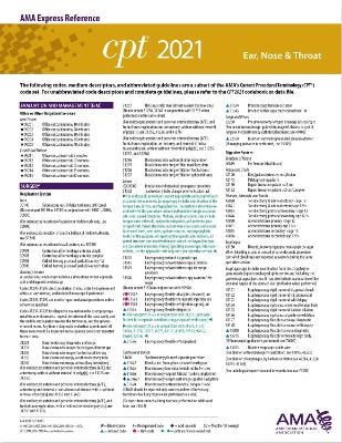 CPT 2021 Express Reference Coding Card: Ear, Nose & Throat -  American Medical Association