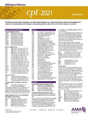 CPT 2021 Express Reference Coding Card: Pediatrics -  American Medical Association