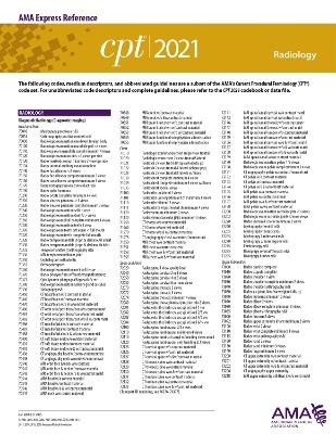 CPT 2021 Express Reference Coding Card: Radiology -  American Medical Association