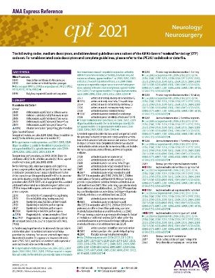 CPT 2021 Express Reference Coding Card: Neurology/Neurosurgery -  American Medical Association