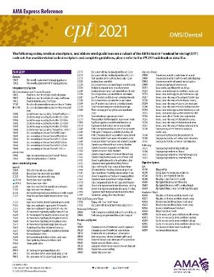 CPT 2021 Express Reference Coding Card: OMS/Dental -  American Medical Association