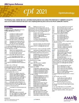 CPT 2021 Express Reference Coding Card: Ophthalmology -  American Medical Association