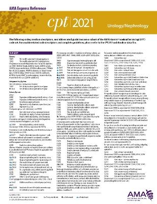 CPT 2021 Express Reference Coding Card: Urology/Nephrology -  American Medical Association