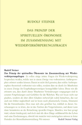 Das Prinzip der spirituellen Ökonomie im Zusammenhang mit Wiederverkörperungsfragen - Steiner, Rudolf