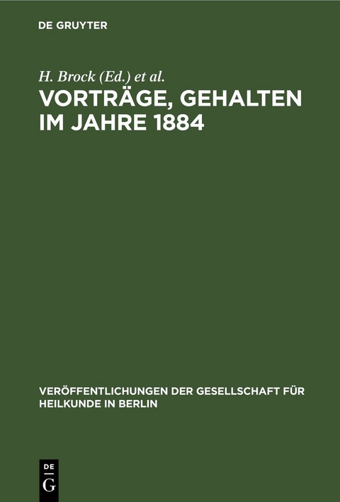 Vorträge, gehalten im Jahre 1884 - 